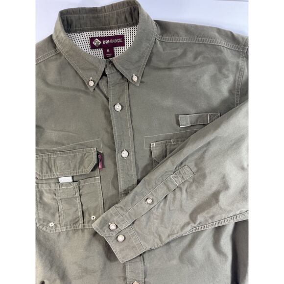 Dri-Duck Long Sleeve Button Down Vented Fishing Shirt‎ Green Medium - Picture 1 of 7
